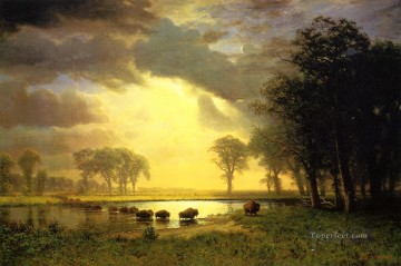  Bierstadt Lienzo - La ruta del búfalo Albert Bierstadt Paisaje